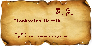 Plankovits Henrik névjegykártya